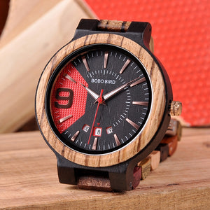 Luxury Date Display Wood Japanese Quartz Watches