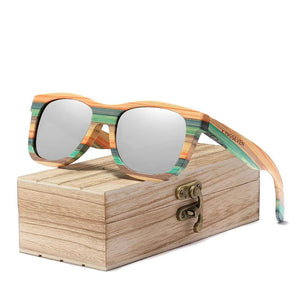 Retro Bamboo Polarized Mirror UV400 Sun Glasses
