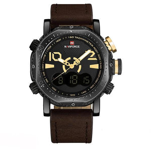 Sport Digital Watch Military LED Quartz Leather Watch